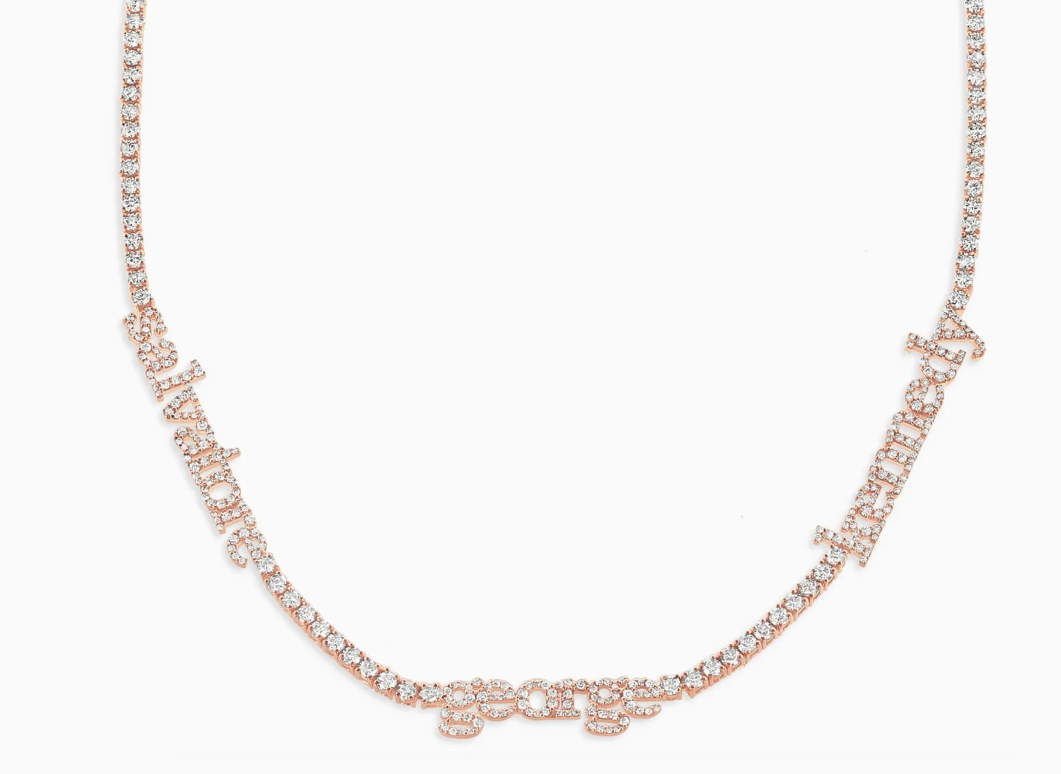 14K Gold Custom Nameplate Tennis Necklace