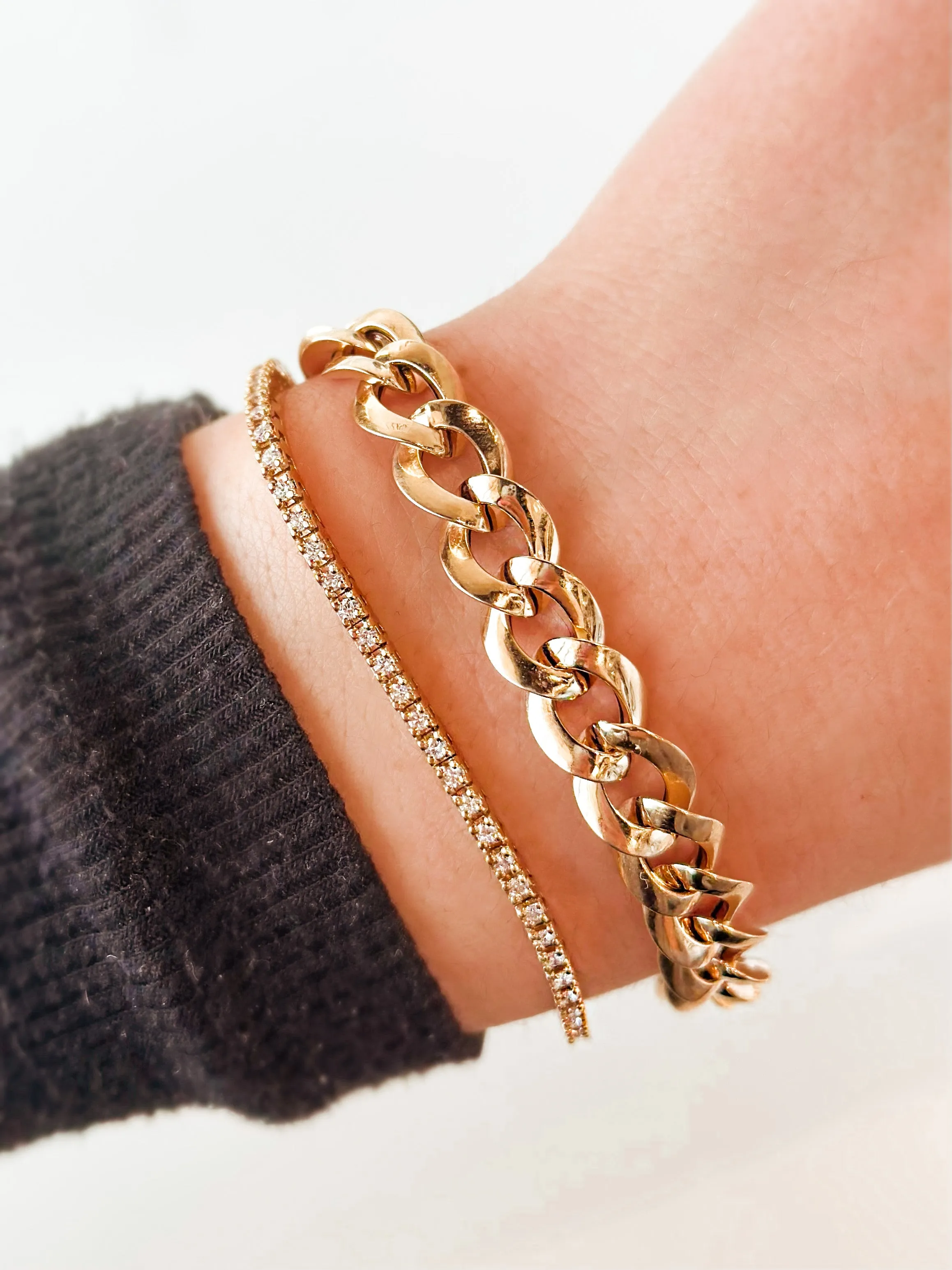 14K Yellow Gold Diamond Tennis Bracelet