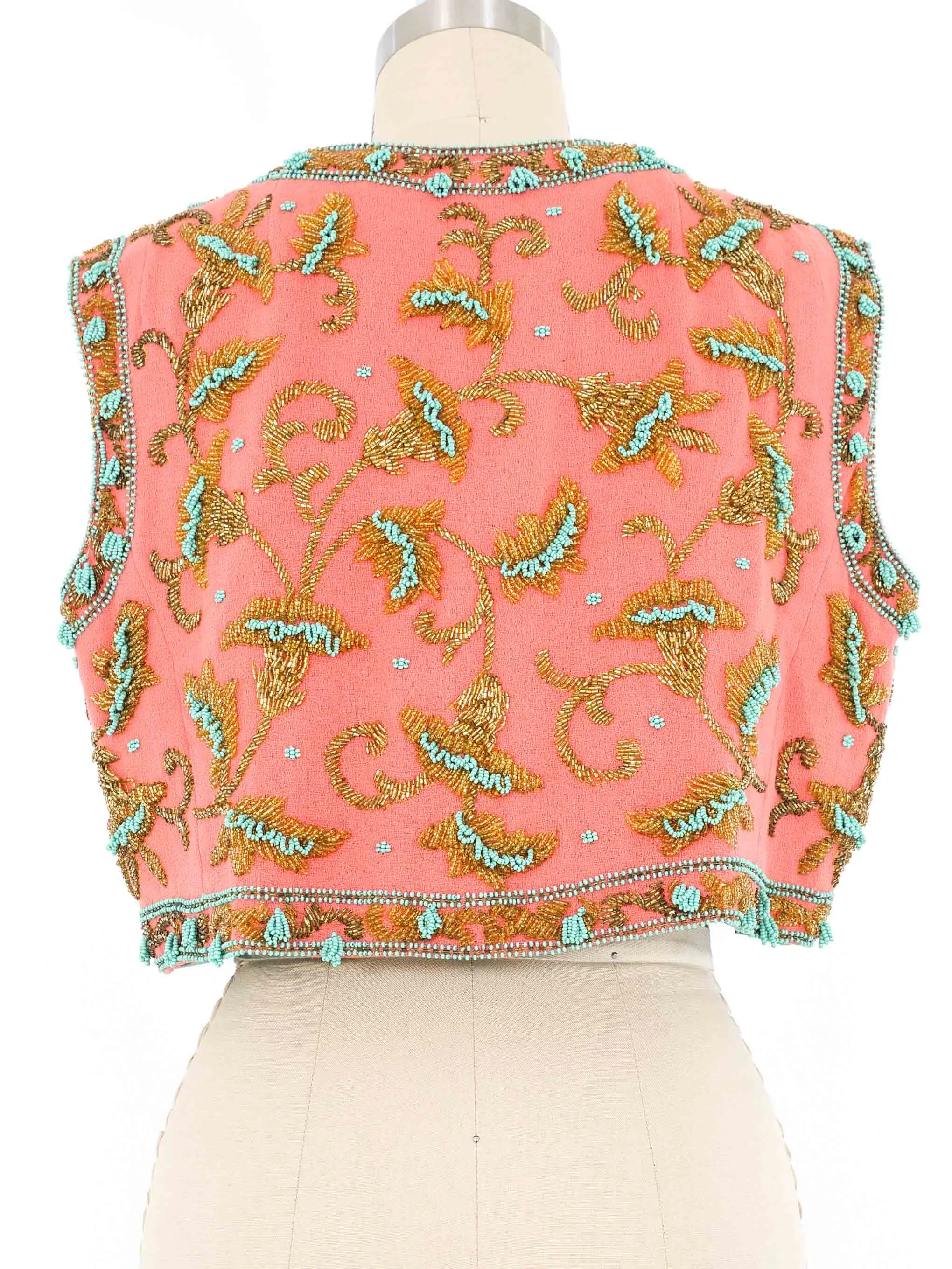 1960s Bead Embellished Coral Vest