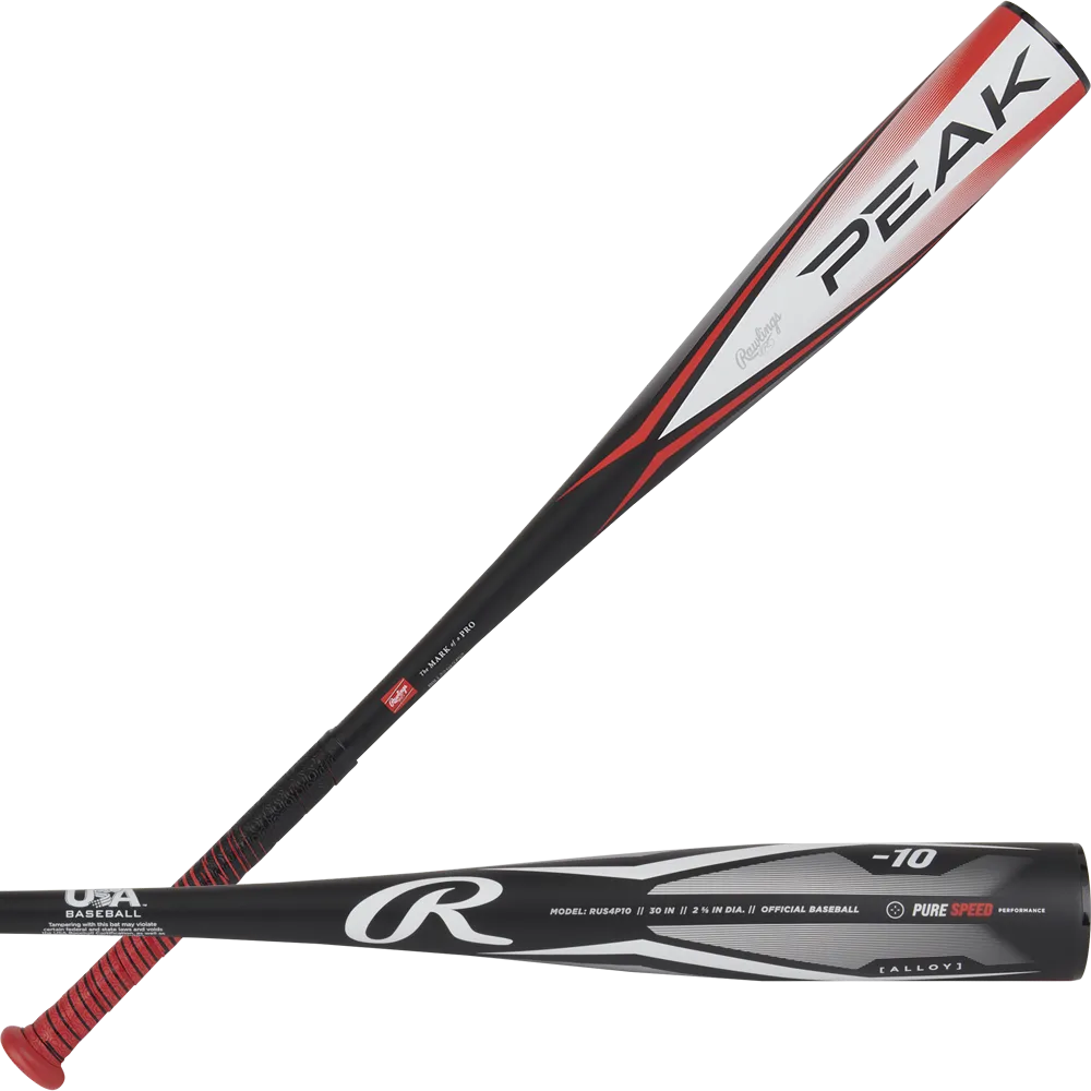 2024 Rawlings Peak (-10) 2 5/8 USA Baseball Bat: RUS4P10