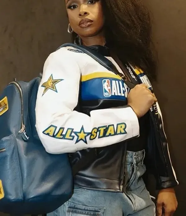 73rd NBA All Star Game 2024 Jennifer Hudson Midnight Navy Royal Leather Jacket 