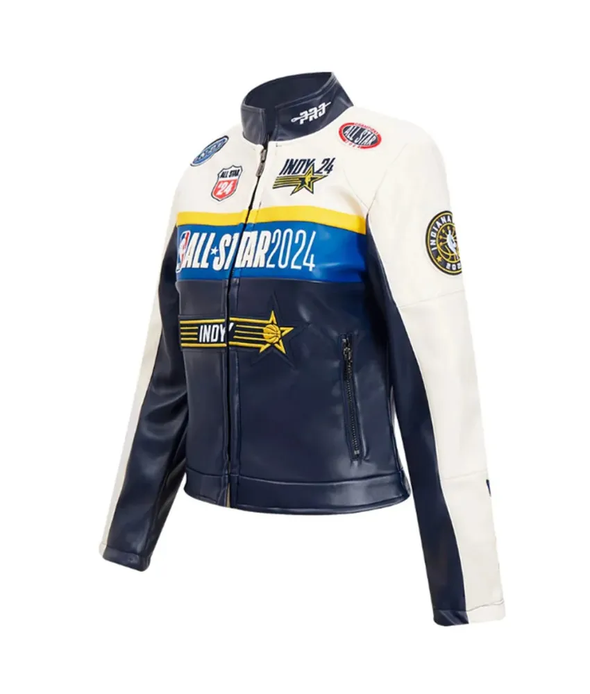 73rd NBA All Star Game 2024 Jennifer Hudson Midnight Navy Royal Leather Jacket 