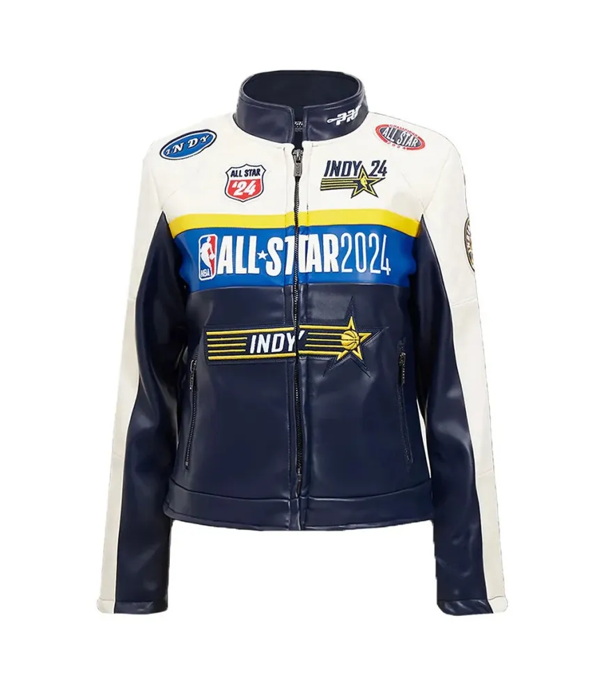 73rd NBA All Star Game 2024 Jennifer Hudson Midnight Navy Royal Leather Jacket 