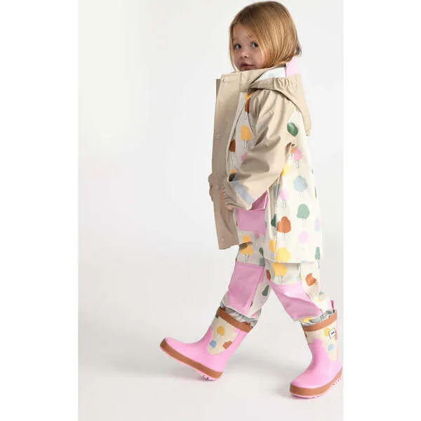 7AM Enfant Tree Print Rain Hooded Jacket, Beige