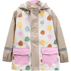 7AM Enfant Tree Print Rain Hooded Jacket, Beige