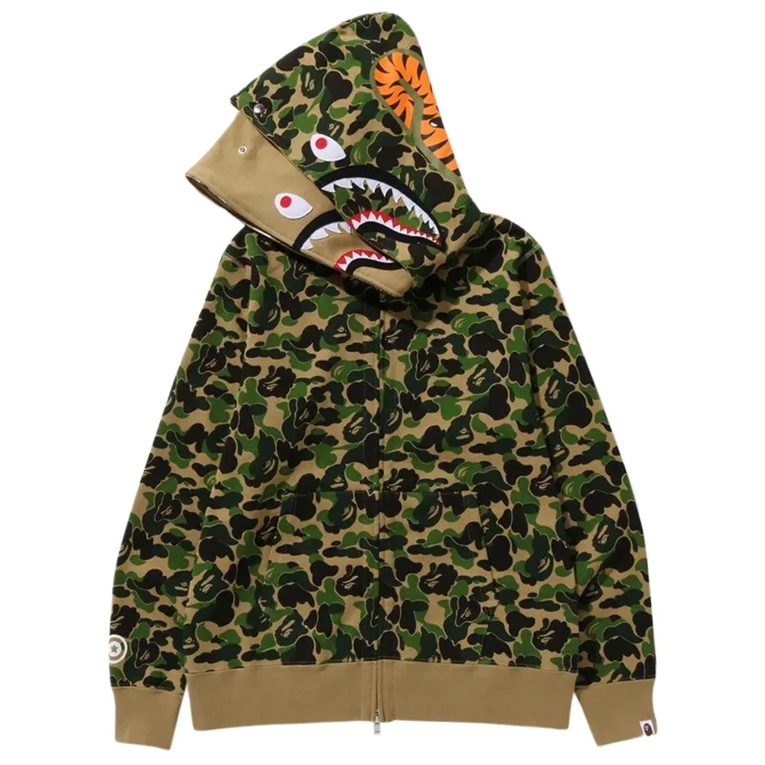 A Bathing Ape Men ABC Camo Double Shark Full Zip Hoodie (green)