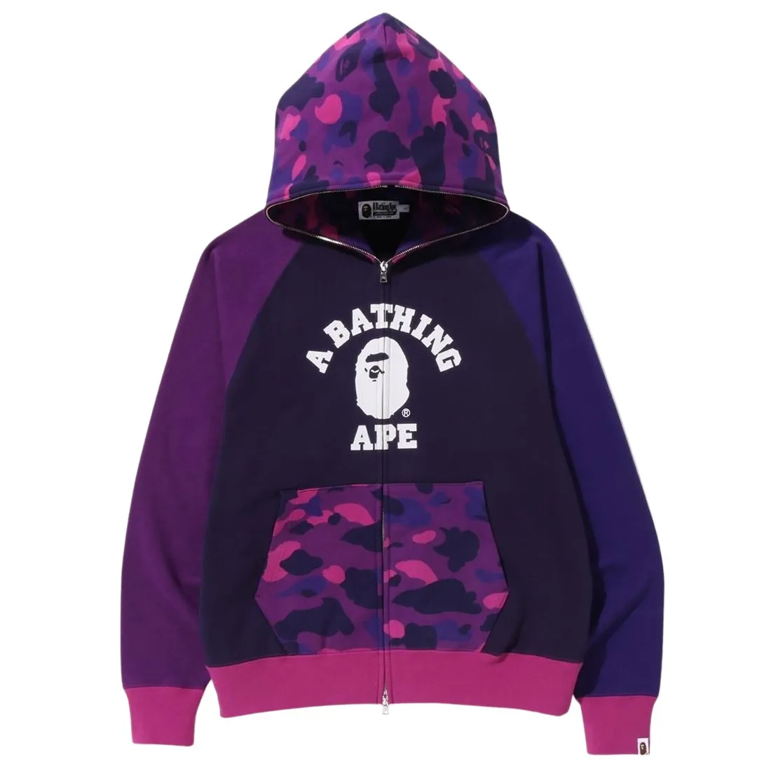 A Bathing Ape Men Color Camo Relaxed Fit Full Zip Hoodie (purple)