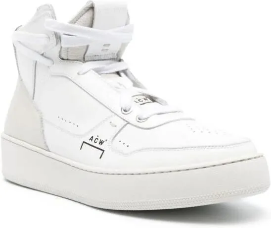 A-COLD-WALL* logo-print leather hi-top sneakers White