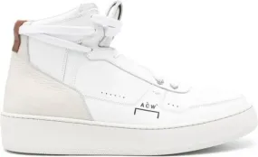 A-COLD-WALL* logo-print leather hi-top sneakers White