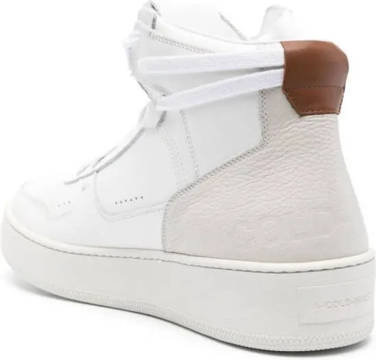 A-COLD-WALL* logo-print leather hi-top sneakers White