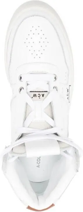 A-COLD-WALL* logo-print leather hi-top sneakers White