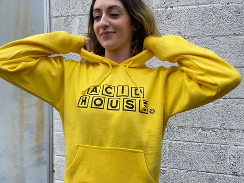 Acid House (Waffle) Hoodie, Pullover Yellow Women's Hooded Sweatshirt