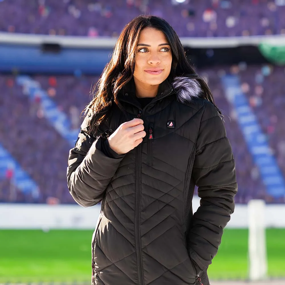 ActionHeat Detroit Lions 5V Women's Long Puffer Battery Heated Jacket