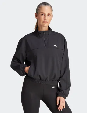 adidas AEROREADY Train Essentials Woven Quarter-Zip Track Jacket - Black/White