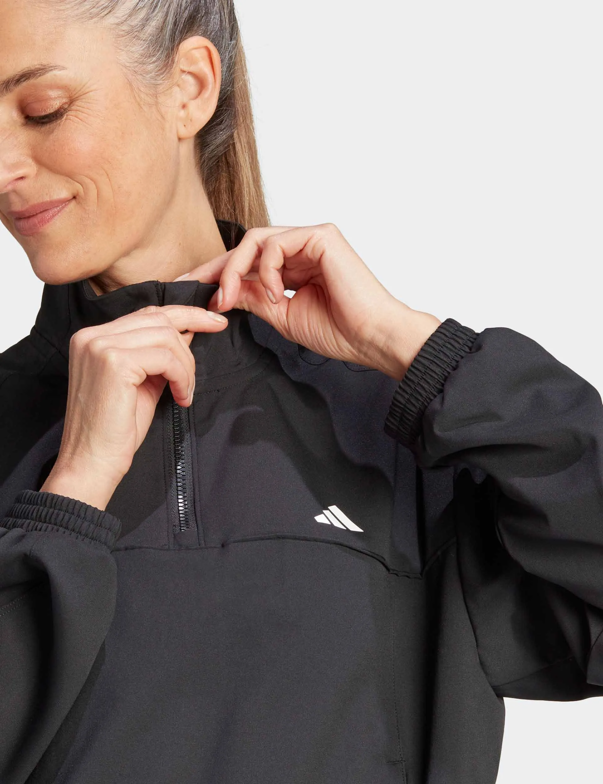 adidas AEROREADY Train Essentials Woven Quarter-Zip Track Jacket - Black/White