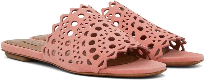ALAÏA Pink Goatskin Mules