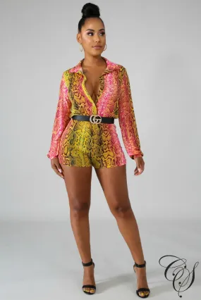 Alison Colorful Snakeskin Silky Romper