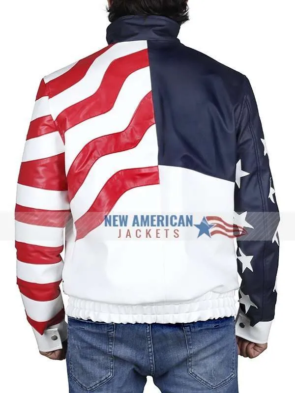 American Rapper Vanilla Ice American Flag Leather Jacket for Sale