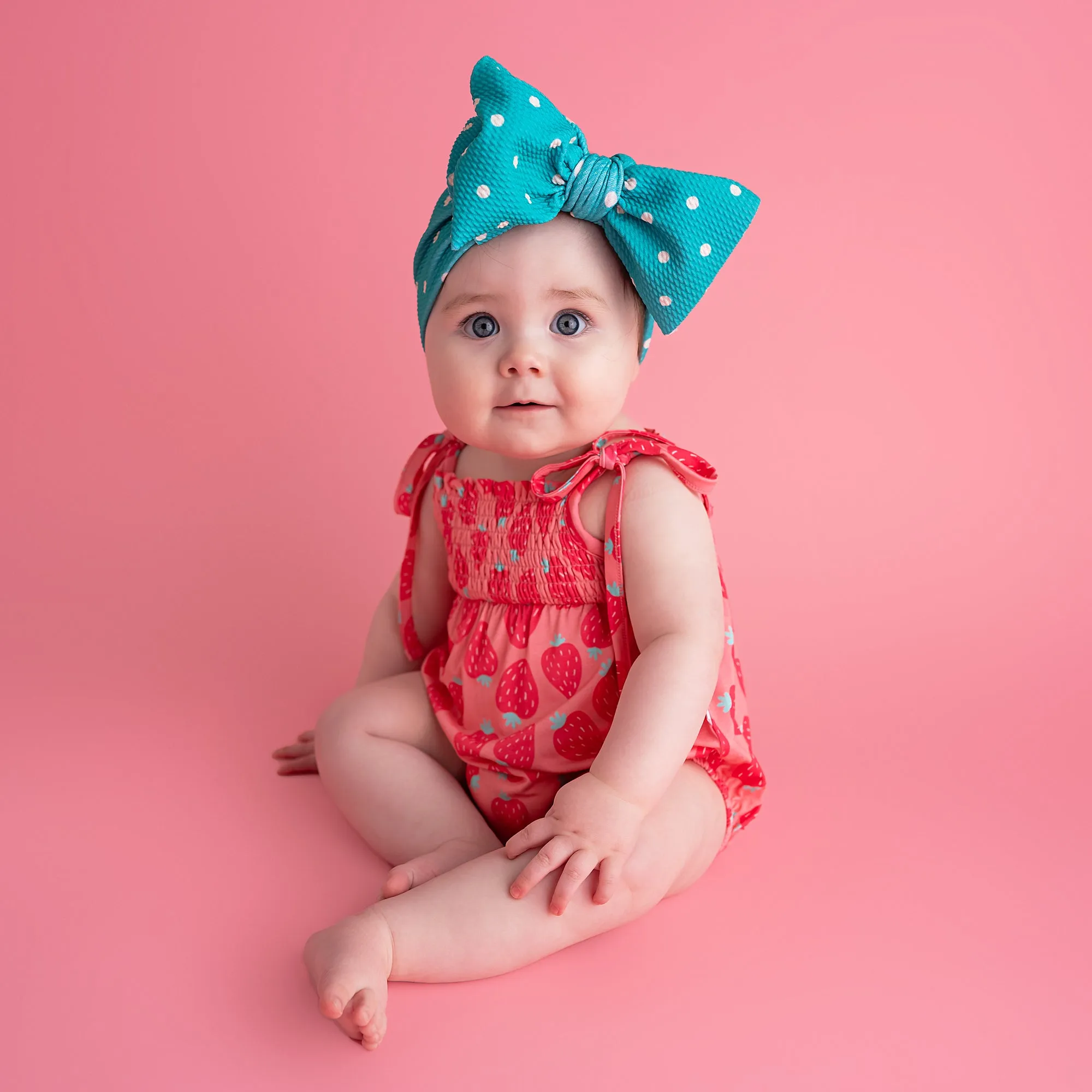 Annabelle Strawberries SMOCKED BUBBLE ROMPER