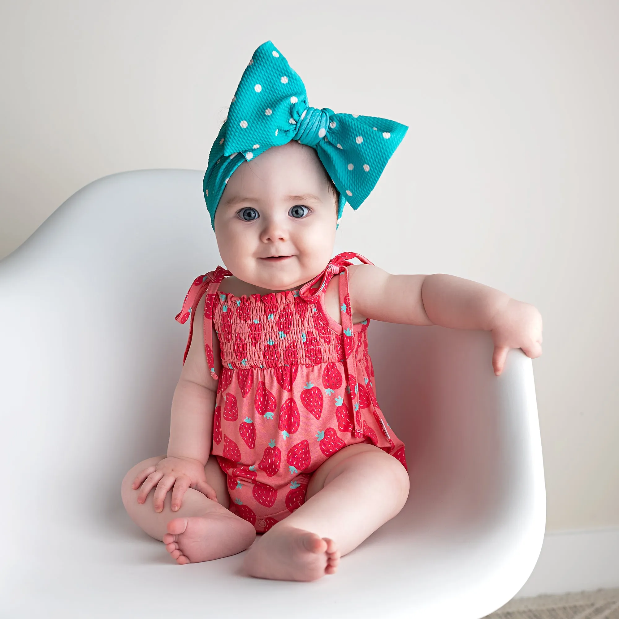 Annabelle Strawberries SMOCKED BUBBLE ROMPER