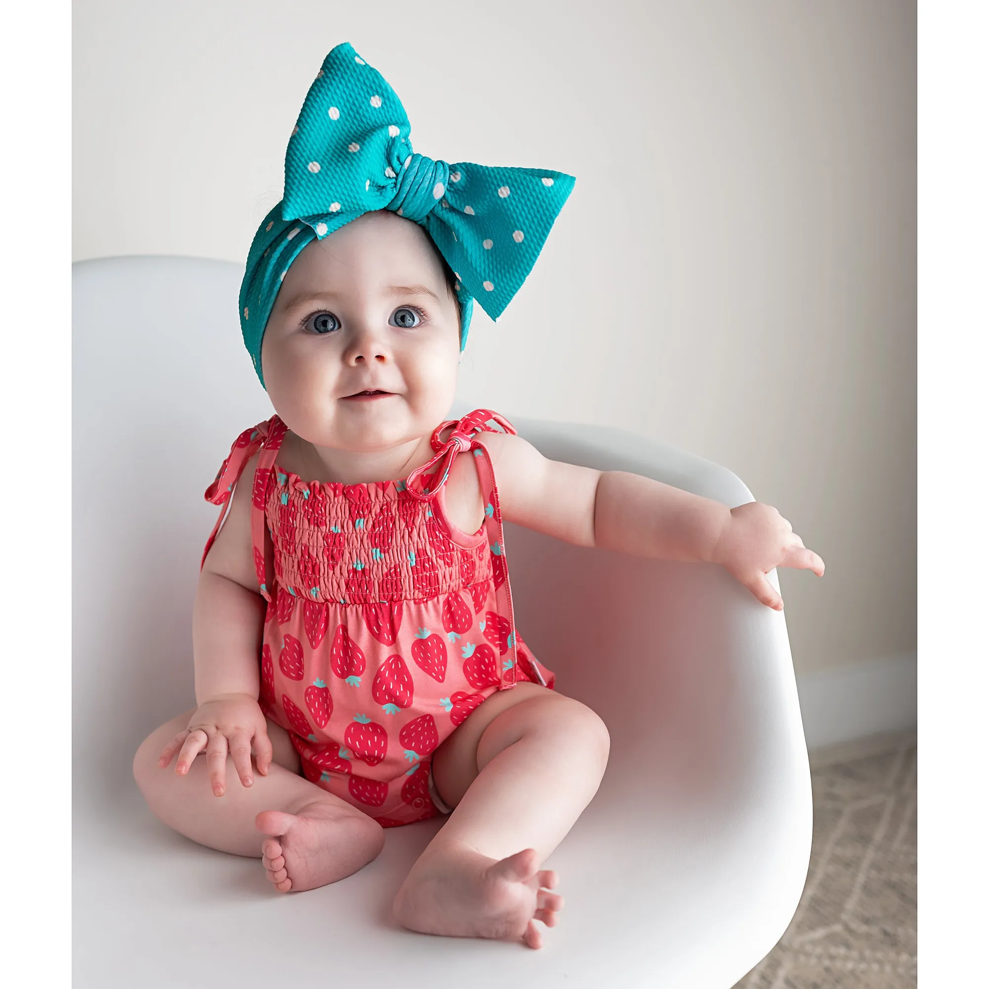 Annabelle Strawberries SMOCKED BUBBLE ROMPER