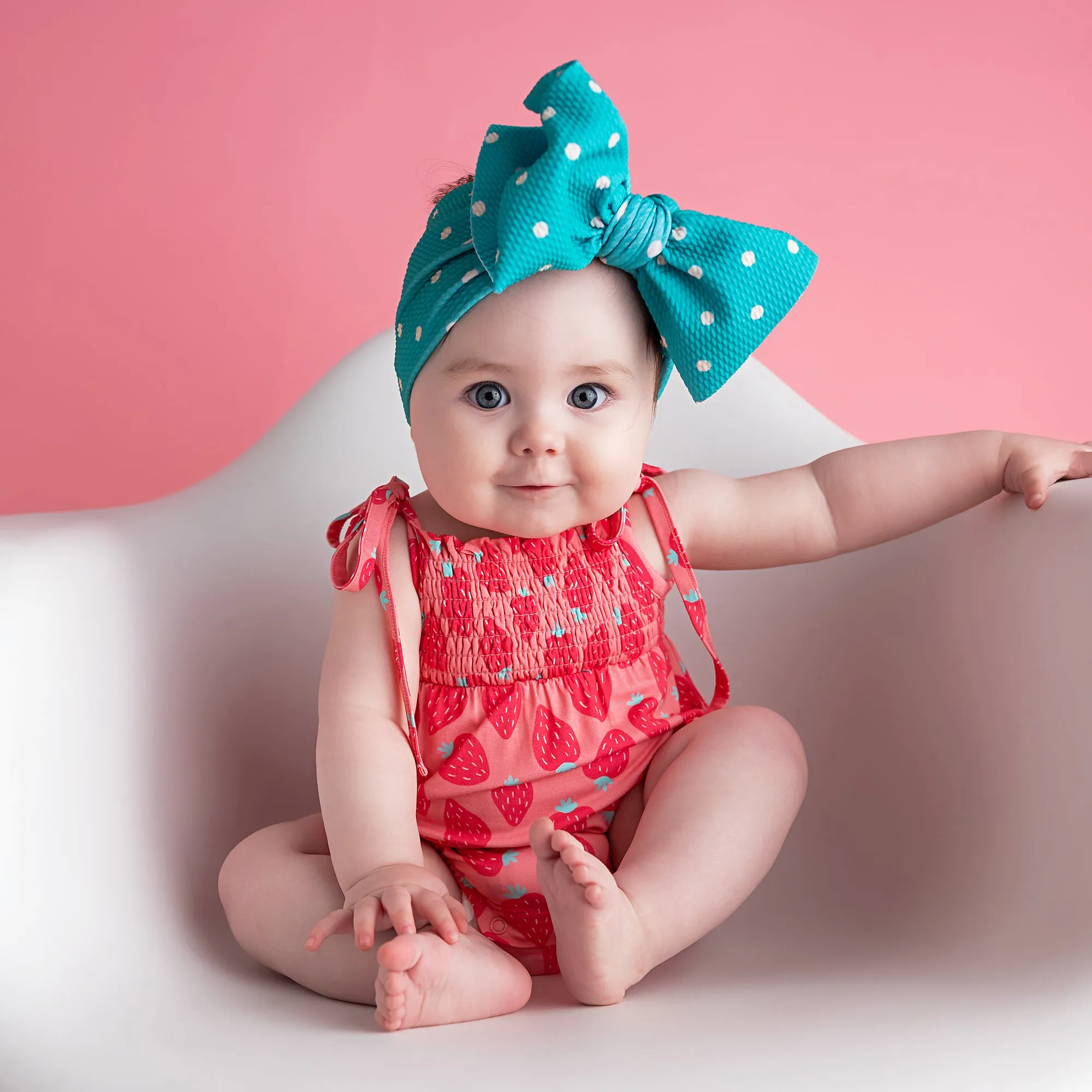 Annabelle Strawberries SMOCKED BUBBLE ROMPER