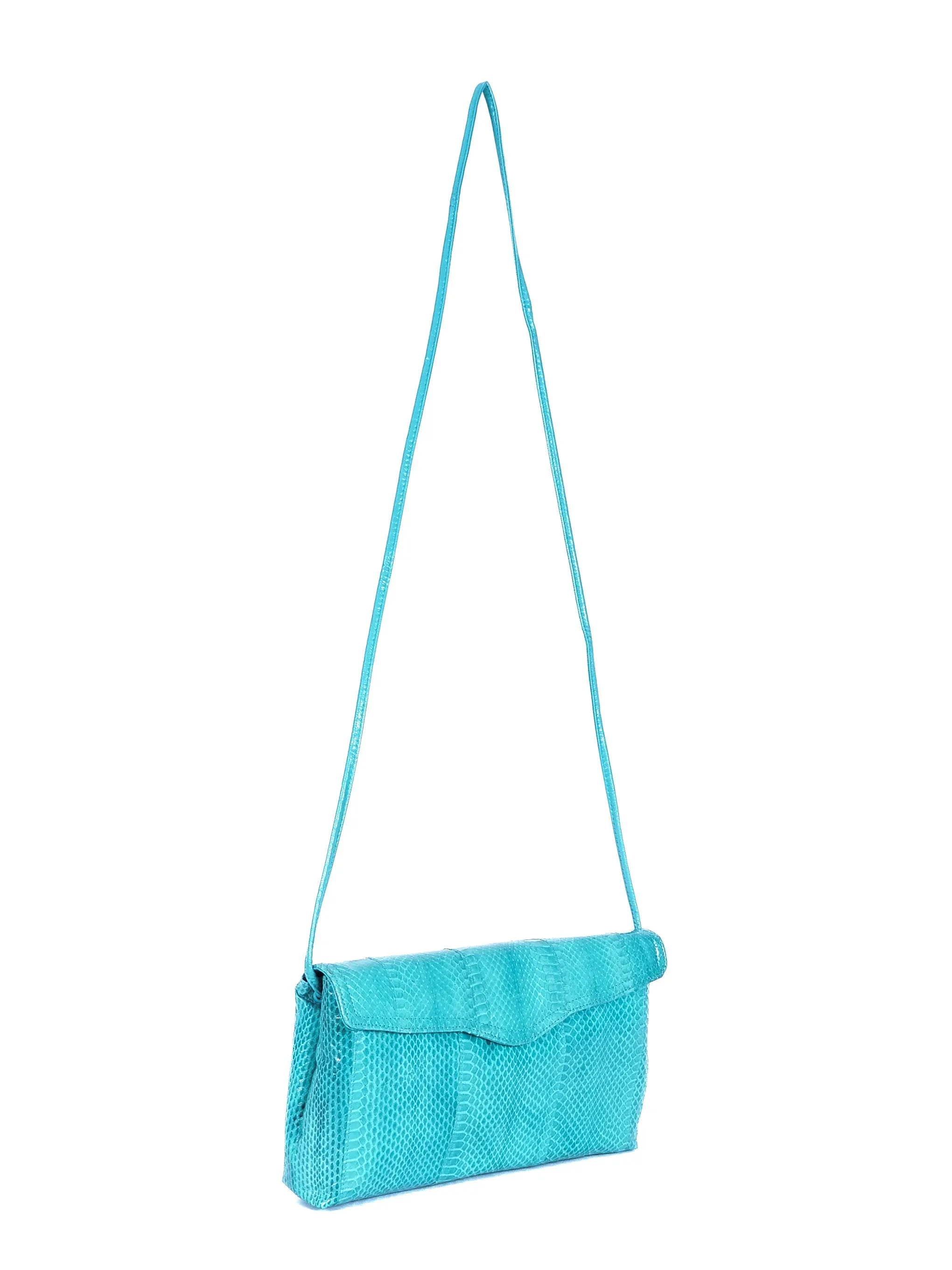Aqua Snakeskin Convertible Clutch