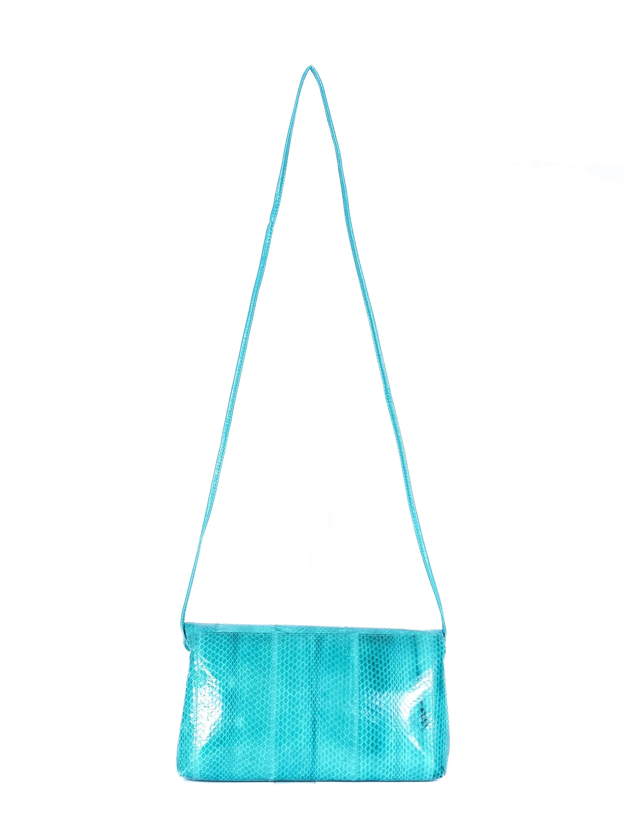 Aqua Snakeskin Convertible Clutch