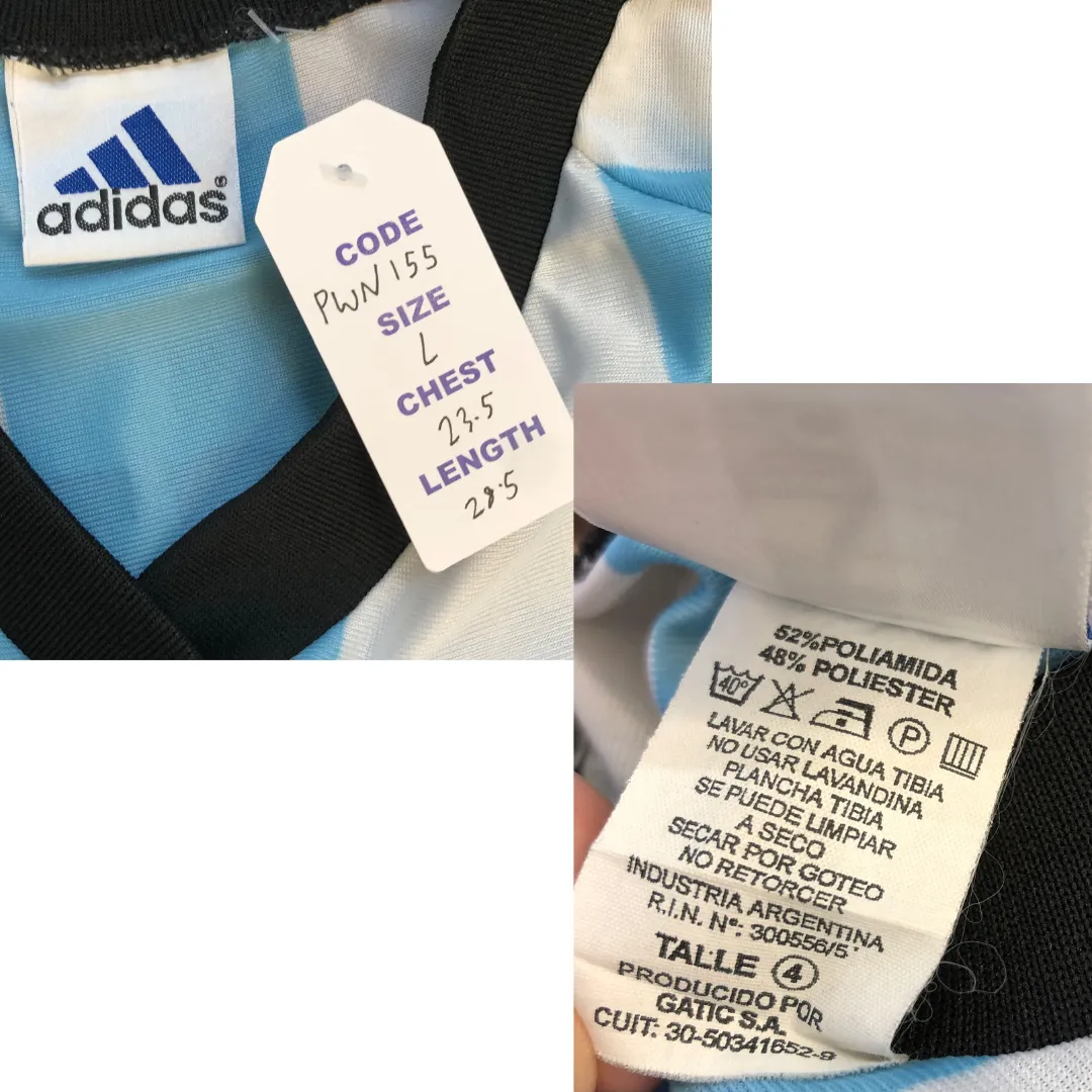 Argentina Batistuta 1998 Adidas Home Football Shirt Large