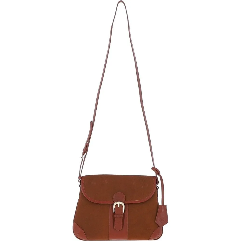 Ashwood Suede & Leather Medium Shoulder Bag Tan: S-12