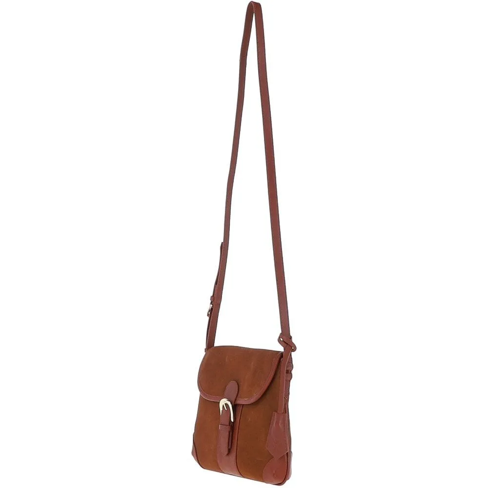 Ashwood Suede & Leather Medium Shoulder Bag Tan: S-12