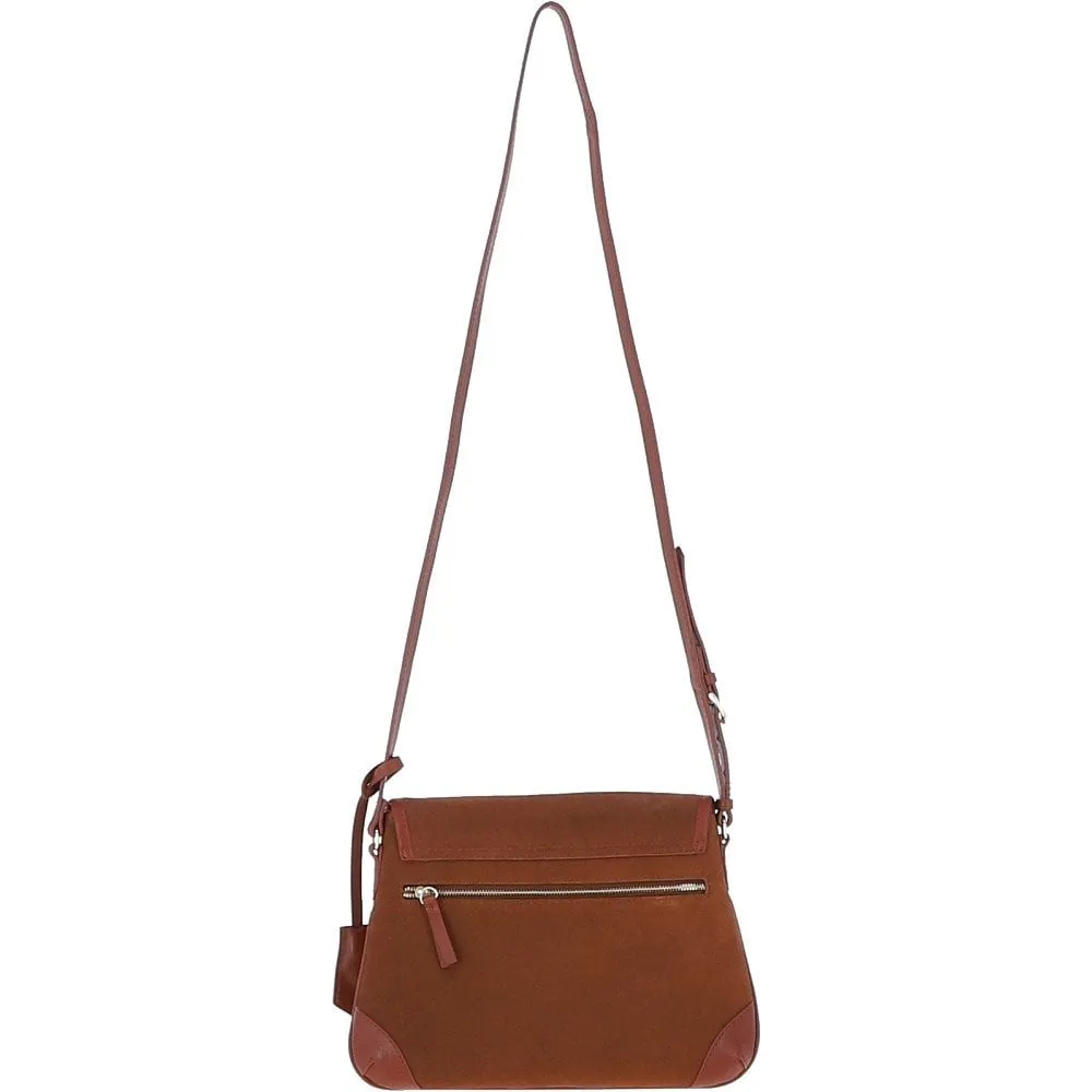 Ashwood Suede & Leather Medium Shoulder Bag Tan: S-12