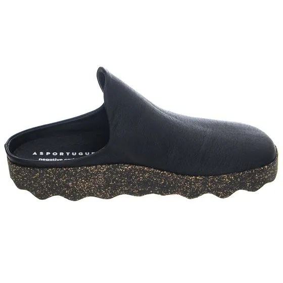 ASPORTUGUESAS Womens Clay L Corn Biofiber Black Sandals