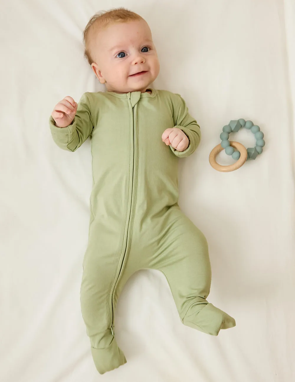 Baby Long Sleeve Romper - Sage