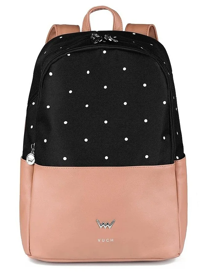 backpack Vuch Zane - Black/White Dots/Brown - women´s