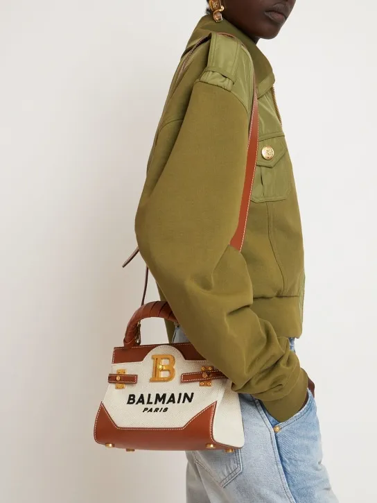 Balmain   BBuzz 22 canvas & leather top handle bag 