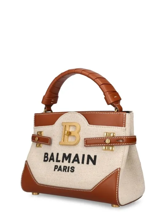 Balmain   BBuzz 22 canvas & leather top handle bag 