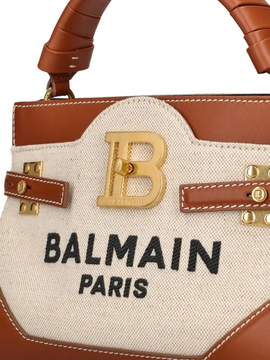 Balmain   BBuzz 22 canvas & leather top handle bag 