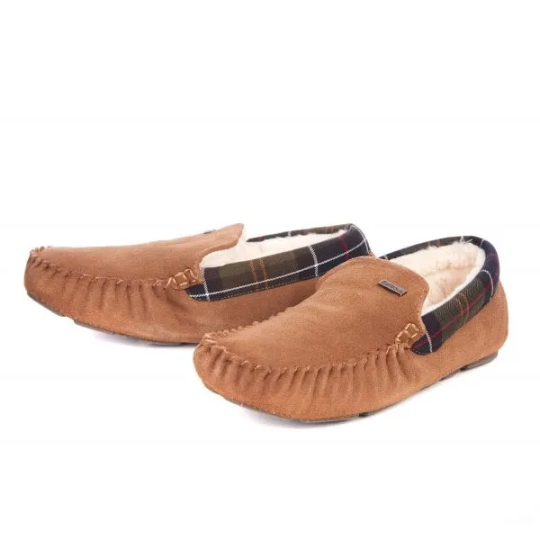 Barbour Mens Monty Slipper in Camel Suede