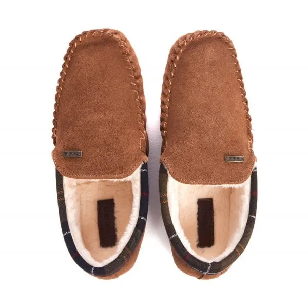 Barbour Mens Monty Slipper in Camel Suede