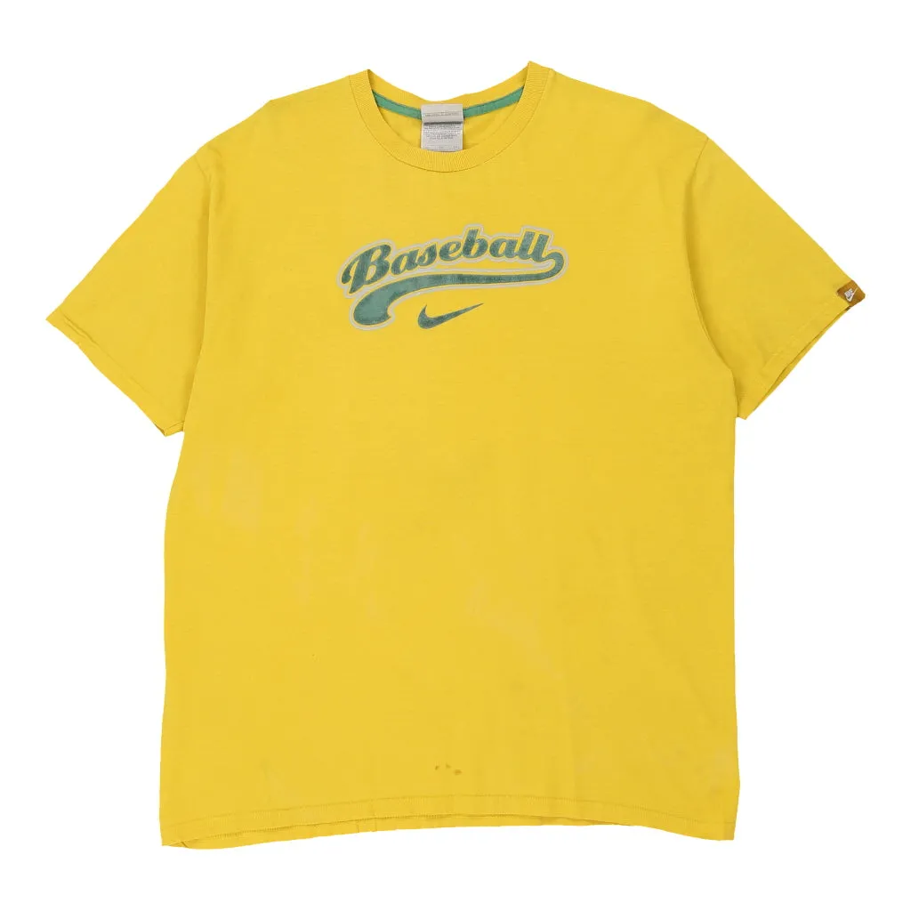 Baseball Nike Graphic T-Shirt - XL Yellow Cotton