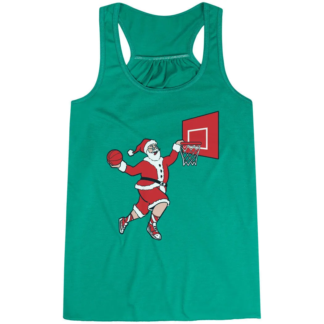 Basketball Flowy Racerback Tank Top - Slam Dunk Santa 