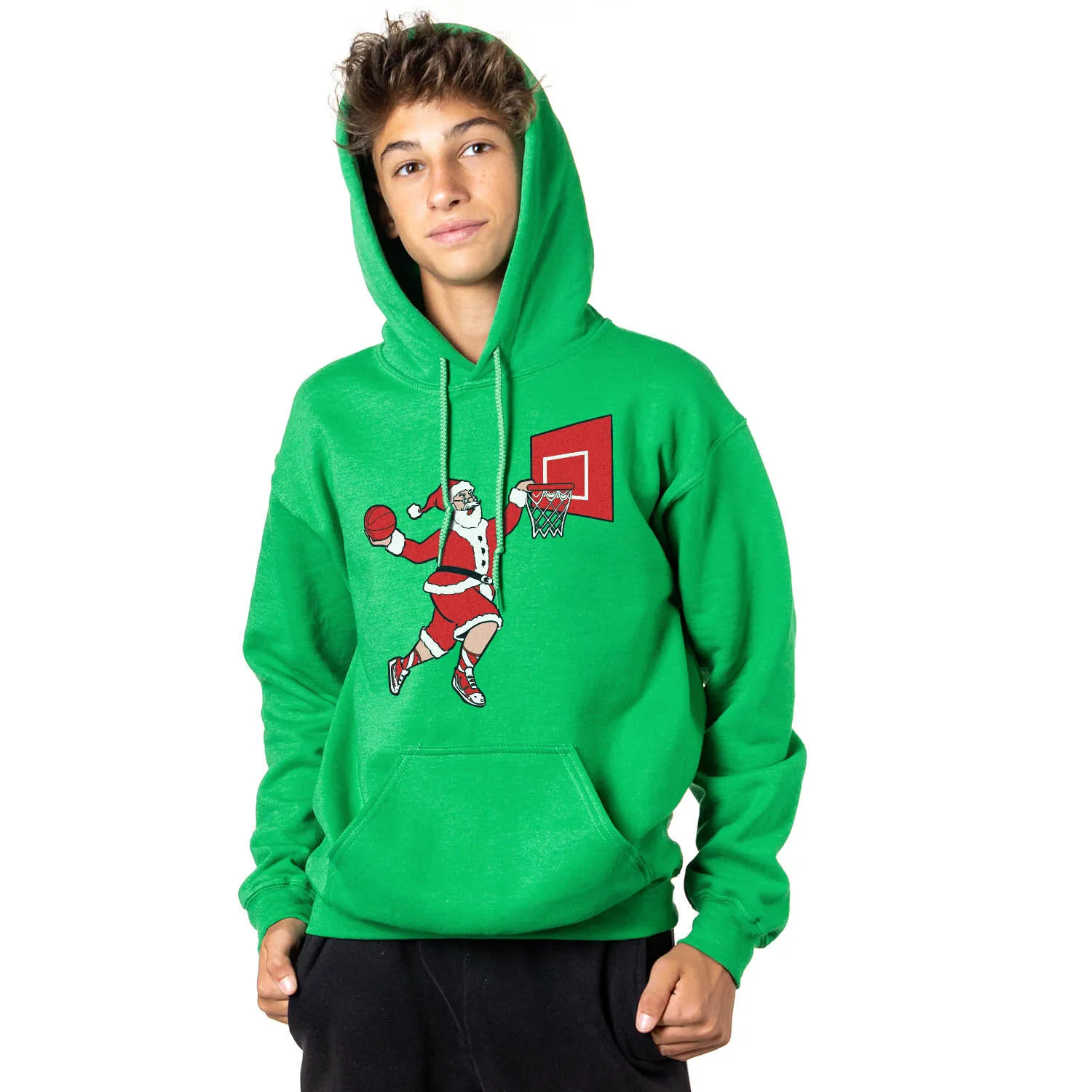 Basketball Hooded Sweatshirt - Slam Dunk Santa 
