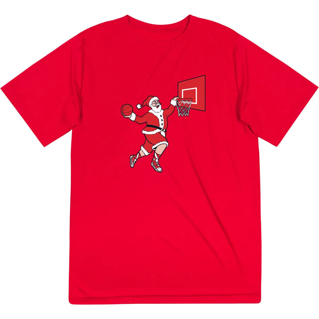 Basketball Short Sleeve Performance Tee - Slam Dunk Santa 