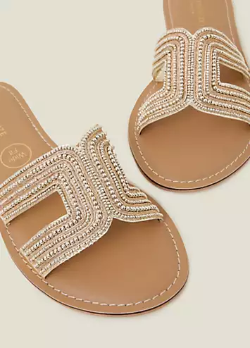 Bella Beaded Wide Fit Sandals by Accessorize | Look Again