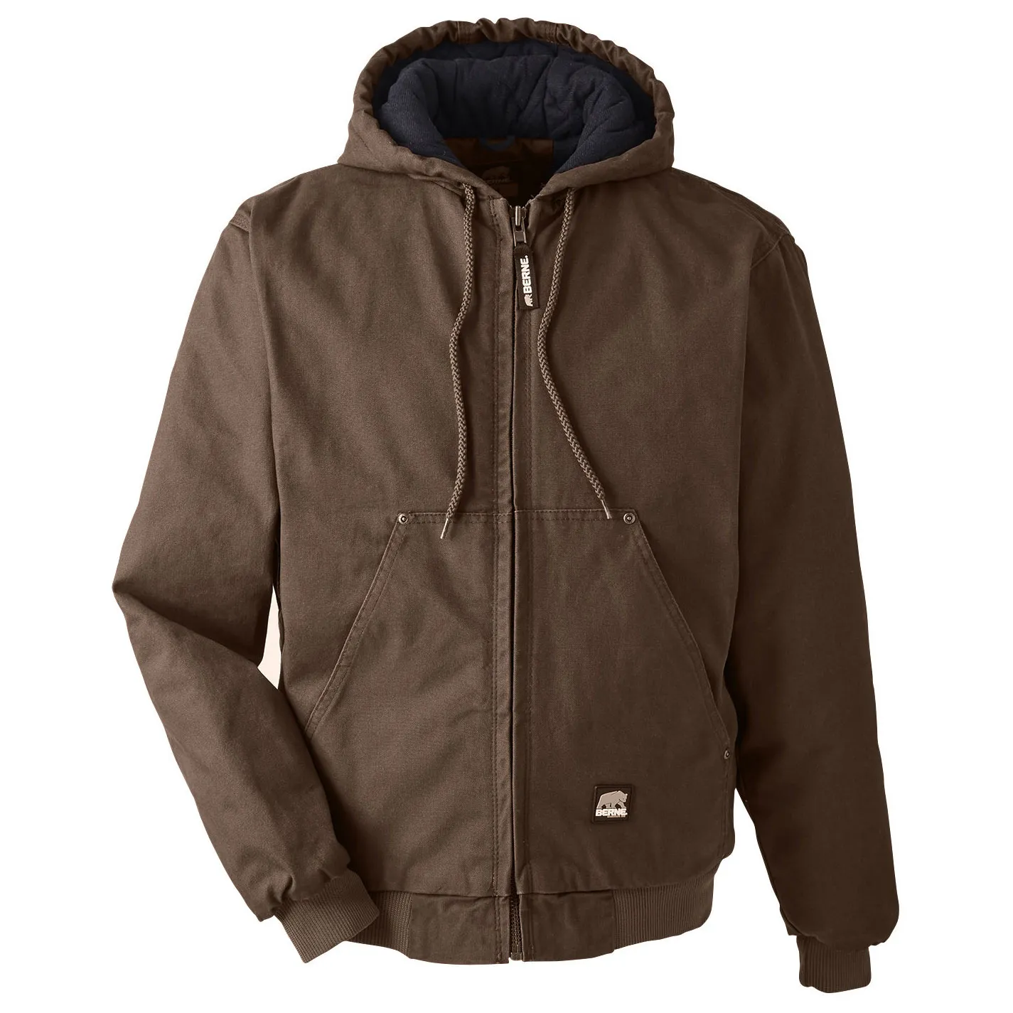 Berne HJ375 Highland Washed Cotton Duck Hooded Jacket - Bark