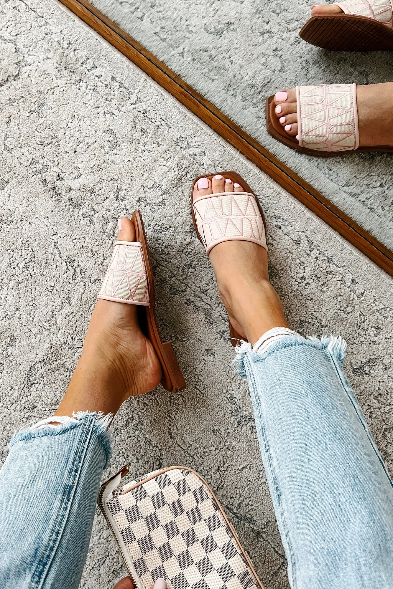 Better Than Everyone Printed Square Toe Sandals (Pink)