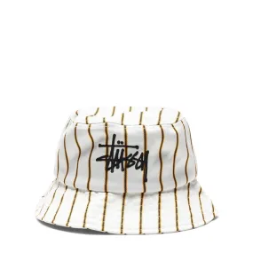 BIG LOGO STRIPED BUCKET HAT Off White