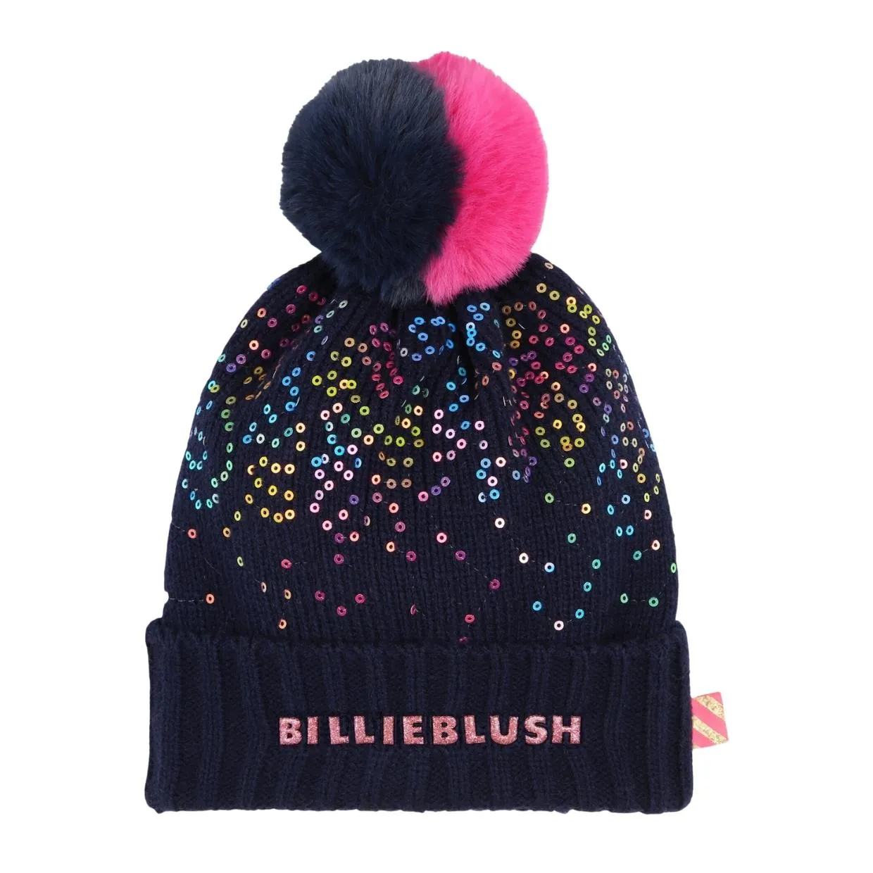 Billieblush Kids Sequins Navy Pompom Hat