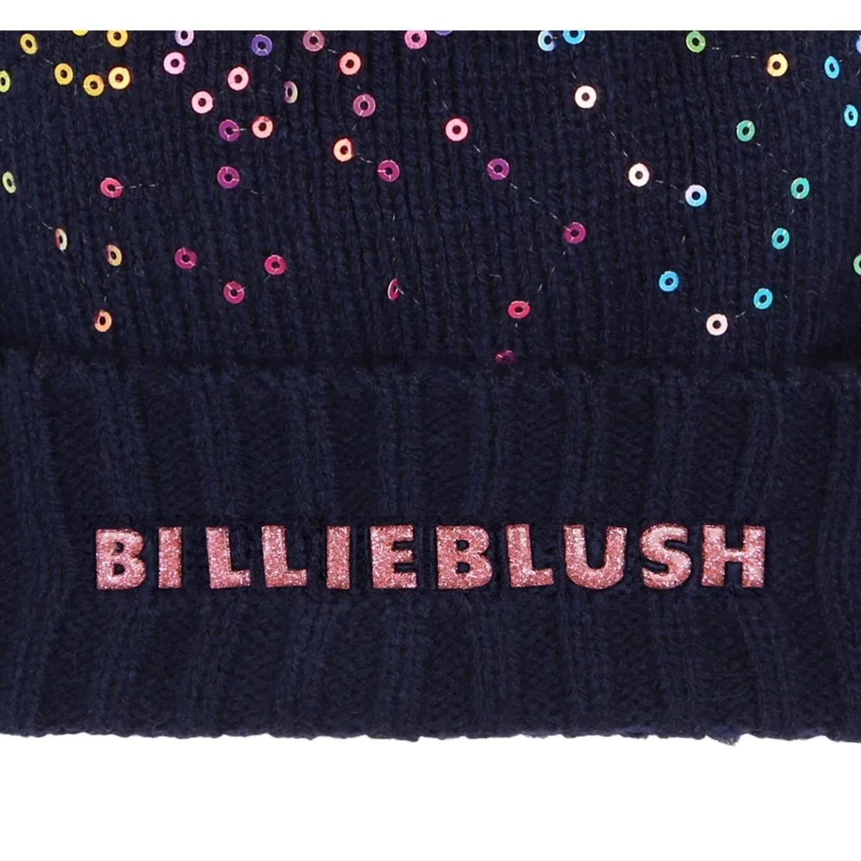 Billieblush Kids Sequins Navy Pompom Hat